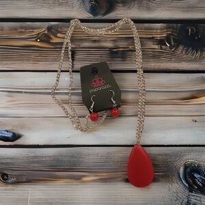 NWT Red necklace and earrings combo